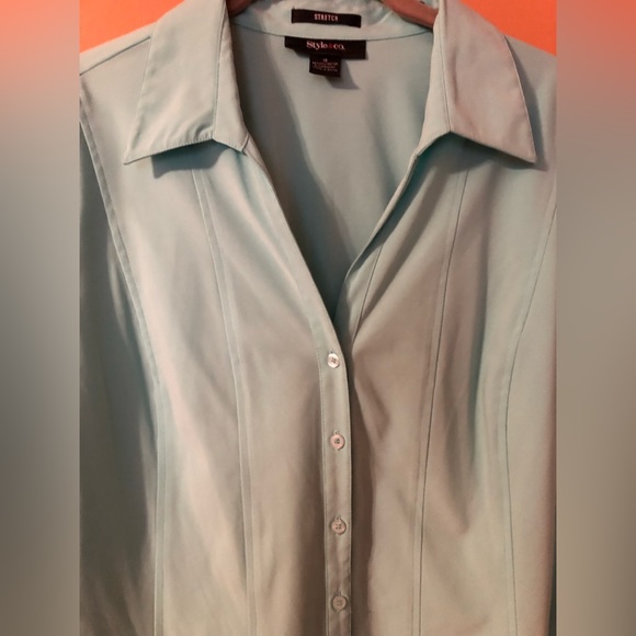 Style & Co. teal blouse - Picture 3 of 4